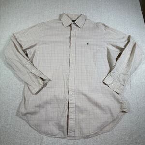 Polo Ralph Lauren Men XL Tan Plaid Westerton Classic Fit Timeless Dress Shirt